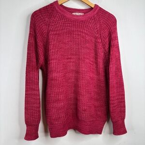 Vintage LL Bean Fisherman Sweater M Red Cotton USA Gorpcore Hiking Classic Cozy